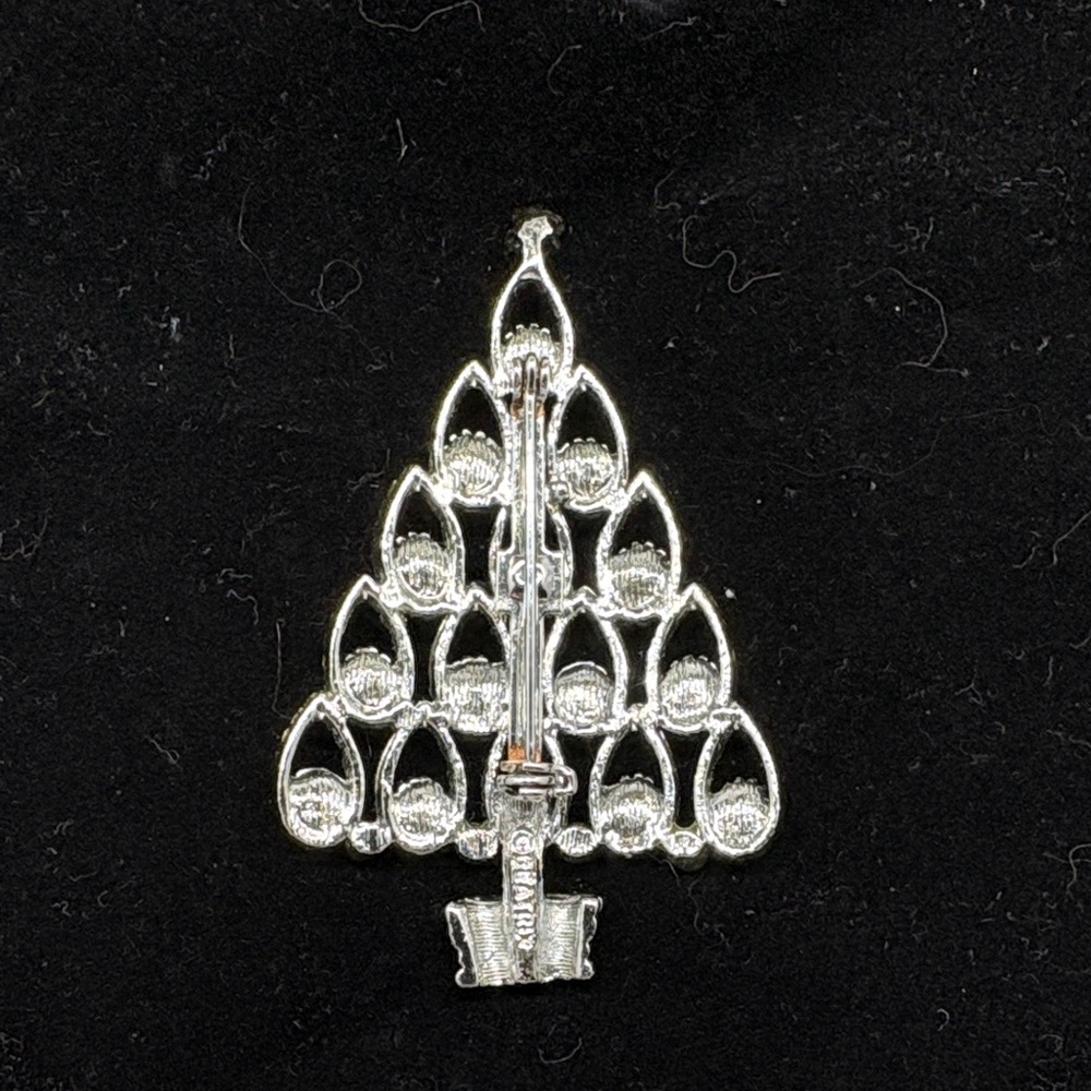 Beatrix Silver Crystal Holiday Tree Brooch - Picture 2 of 6